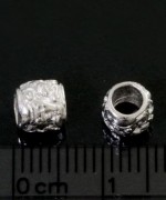 T50-07 白銀象紋短筒銀珠-小(2入)