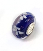 P4-34 藍底白花琉璃珠