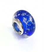 P4-44 氣泡銀管琉璃珠(藍)