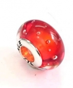 P4-47 氣泡銀管琉璃珠(橘紅)