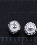 T412-25	白銀10mm花蓋小孔珠 (2入)