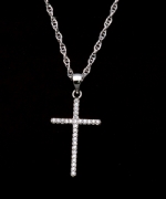 N106-C 鑲鑽十字架銀鍊