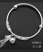 H249-C	大人款-流蘇銀珠銀手環
