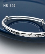 HR-529 - 點點葉子流線刻紋可調式手環