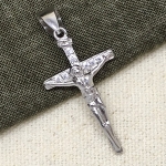 M14-04-A 鑲鑽耶穌十字架銀墜