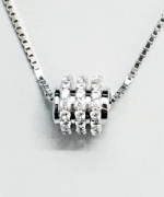 N130-A 鑲鑽鋸齒筒珠銀鍊